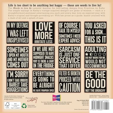 Words to Live By 2025 Mini Calendar — Primitives by Kathy, 7" x 7" - Image 3