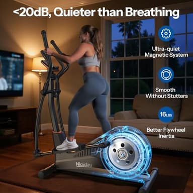 Niceday Elliptical Machine, Cross Trainer with Hyper-Quiet Magnetic Driving System, 16 Resistance Levels, 400LB Weight Limit - Image 3