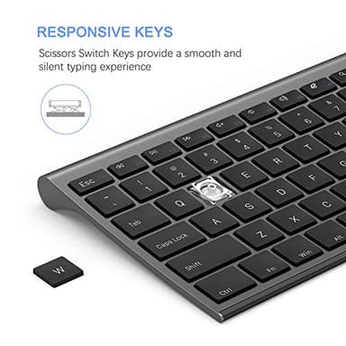 Wireless Keyboard and Mouse, Vssoplor Rechargeable Quiet Full-Size Keyboard and Mouse Combo Set Ultra Slim Design for Laptop, PC, Notebook, Desktop-Dark Gray - Image 4