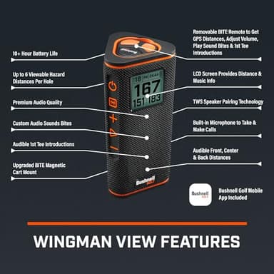 Bushnell Golf Wingman View Golf Speaker with GPS Distances - Image 6
