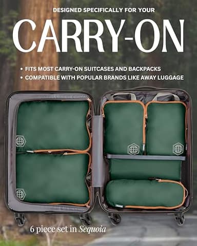 Compression Packing Cubes 6 Piece Set for Travel - Lightweight, Durable Clothes Organizer for Carry-On Luggage and Backpacks by TRIPPED Travel Gear (Green and Brown) - Image 8