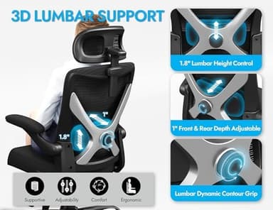 Ergonomic Office Chair - X-Shaped Computer Desk Chair Comfy, Gaming Chair, Office Chair with Lumbar Support, Mesh Office Chairs with Headrests, Desk Chair for Long Hours (Black Silver - Image 5