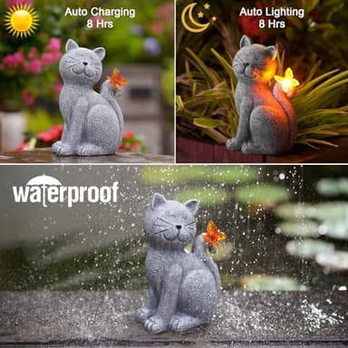 Nacome Cat Outdoor Statues for Garden: Outside Decor with Butterfly Clearance for Yard Art Lawn Ornaments Porch Patio Balcony Home House - Birthday Gifts for Grandma Mom Women - Image 5