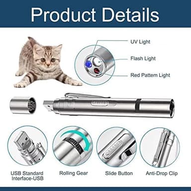 BEGRIM Cat Toys Laser Pointer for Indoor, Rechargeable, 7 Adjustable Wand Red Light Pet Interactive Cat Mouse Toys to Keep Busyfor Kitten Dog Chase Play - Image 2