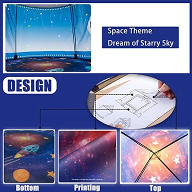 WillingHeart Rocket Ship Play Tent for Kids, Astronaut Spaceship Space Themed Pretend Playhouse Indoor Outdoor Games Party Children Pop Up Foldable Tent Birthday Toy for Boys Girls Toddler Baby - Image 3