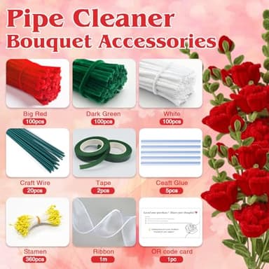 AHAMETON 300pcs Christmas Pipe Cleaners for Christmas DIY, Green/Red/White 3 Colors Chenille Stems, Bulk Pipe Cleaners Set for DIY Art Craft Supplies, Creative Xmas Home Decorations (7mm x12 inch) - Image 2