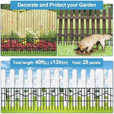 40ft(L) x 13in(H) Garden Animal Barrier Fence, 28panels No Dig Fences, Small Dog Fence Barrier, Animal Barrier Rabbit Fencing Rustproof Metal Decorative Border for Outdoor Garden - Image 7