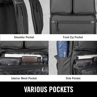 Kenneth Cole REACTION The Ryder 17-Inch Coated Polyester Travel Laptop Backpack Bag, Black - Image 3