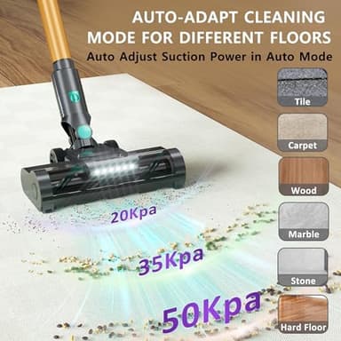 Cordless Vacuum Cleaner, 560W/50KPA/70Mins Vacuum Cleaners for Home with Auto Dust Detection/LED Touch Display, Stick Vacuum Cordless Rechargeable, Pet Vacuum for Pet Hair,Hardwood Floor,Carpet - Image 4