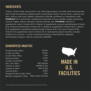 Purina Pro Plan With Probiotics, Sensitive Skin & Stomach, Natural Dry Cat Food, Turkey & Oat Meal Formula - 3.2 lb. Bag - Image 5