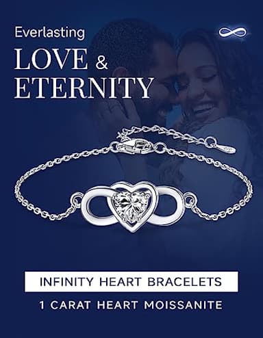 MomentWish Love Heart Bracelet, 1Carat Moissanite Bracelet for women, D Color VVS1 Moissanite 925 Sterling Silver Charm Bracelets - Image 4
