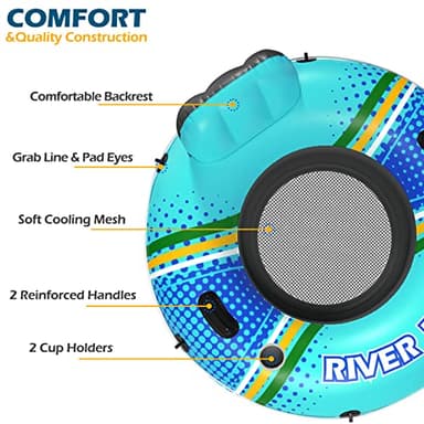 Jasonwell Inflatable River Tube Float - Heavy Duty River Float Pool Floats Lake Premium Water Tubes for Floating Recreational River Raft Lounge Floaties with 2 Cup Holders for Adult - Image 7