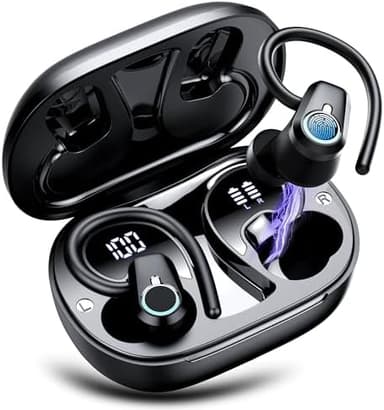 Wireless Earbuds, 2023 Bluetooth Headphones 5.3 Sport, 50H Ear buds with Earhooks, Dual LED DisplayBluetooth Earbuds, Deep Bass Stereo Noise Cancelling Headphones, IP7 Waterproof Running Earphones - Image 3