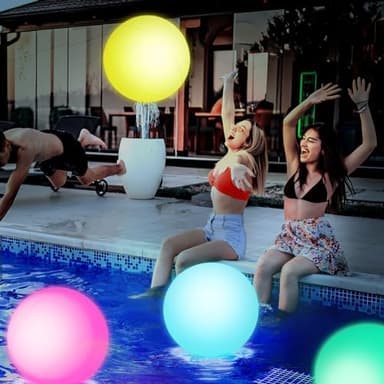 3 otters 3PCS Light Up Beach Balls, 16Inche Glow Pool Balls with Remote Control, Inflatable Pool Toy for Kids Summer Party Favors - Image 4