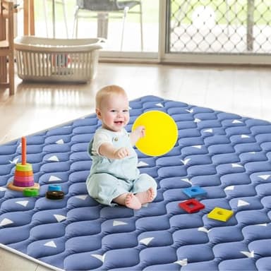 Baby Play Mat, 59x59 Inch Thicker and Larger Non-Slip Cushioning Foam Playmats for Babies,Toddlers, Infants, Play & Tummy Time, Foldable and Machine Washable Baby Mat for Floor - Image 6