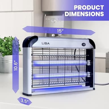 LiBa Electric Bug Zapper (2-Pack) Indoor Insect Killer - (4) Extra Replacement Bulbs - Fly, Mosquito Killer and Repellent - Lightweight, Powerful 2800V Grid, Easy-to-Clean, Removable Washable Tray. - Image 6