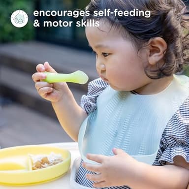 Olababy 100% Silicone Soft-Tip Training Spoon for Baby Led Weaning 2pack (Kiwi/Blueberry) - Image 6