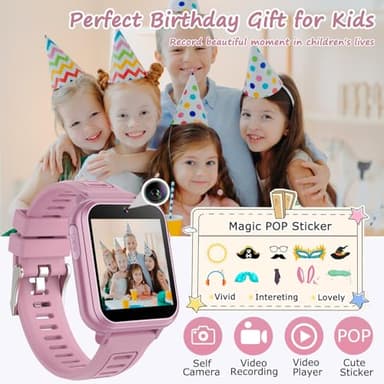 Wiszodet Smart Watch for Kids with 39 Games HD Touch Touchscreen Alarm Clock, Camera Music Player Pedometer Flashlight 12/24 hr Video & Audio Recording, Toys Gift for 3-12 Years Old Girls - Image 5