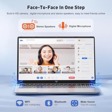 KAIGERR Laptop, 2025 Laptop with Intel Quad-Core Processor(Up to 3.6GHz), 16GB DDR4 512GB SSD Laptop Computer, Windows 11 Laptop, 15.6" IPS 1080P, Metal Shell, USB3.2, Long Battery Life - Image 5
