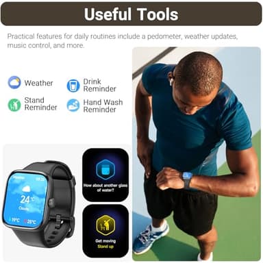 TOZO AMOLED S7 Smart Watch Bluetooth Call 1.85 Inch Ultra HD Screen, Dynamic Dials Messages Push 100+ Sports Modes, Detect Human Health Sleep Monitor with High Battery Life, Touch Function - Image 4