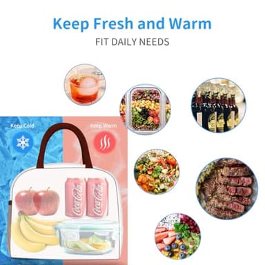 DALINDA Lunch Bag Lunch Box for Women Men Reusable Insulated Lunch Tote Bag, Handbags Case High Capacity for Travel Work Picnic,white - Image 6