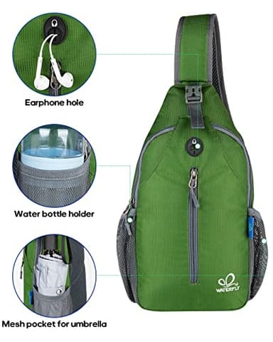 WATERFLY Crossbody Sling Backpack Sling Bag Travel Hiking Chest Bag Daypack - Image 5