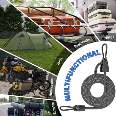 Bungee Cords with Hooks Carabiner Adjustable 48 Inch, Easy to Adjust from 7" to 48", Black Bungee Straps with UV-Resistance & Superior Elasticity for Cargo, Bike, Luggage, Carts, Truck, etc (12 Pcs) - Image 6