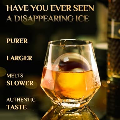 Clear Ice Cube Maker, 2.5" Stainless Steel Ice Ball Maker Mold for Whiskey & Cocktails, Non-BPA Premium Silicone Ice Cube Molds, Easy-Release Sphere Ice Maker, Bourbon Gifts for Men (2 PACK) - Image 2