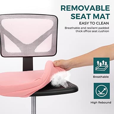 DUMOS Armless Desk Chairs with Wheels, Ergonomic Adjustable Home Office Swivel Rolling Task Chair No Arms, Comfy Mesh Mid Back Computer Work Vanity Desk Seat for Small Spaces, New Pink - Image 5