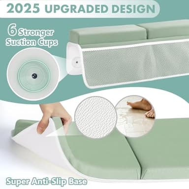 beiens Bath Kneeler and Elbow Rest Pad Set - 1.5'' Comfortable Thick Baby Bath Kneeler Pads, Quick Dry Soft Kneeling Pad for Baby Bath Time, Non-Slip Knee& Arm Support Bathtub Mat with Toys Organizer - Image 3