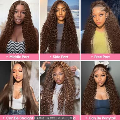 30 Inch Chocolate Brown Deep Wave Lace Front Wigs Human Hair 210 Density 13x6 HD Lace Frontal Wigs Human Hair Pre Plucked Deep Curly Brown Glueless Wigs Human Hair for Women - Image 6