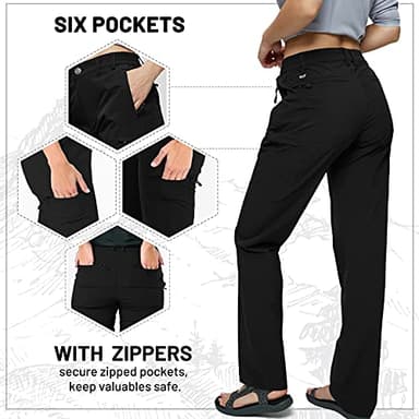 MIER Women's Quick Dry Cargo Pants Lightweight Tactical Hiking Pants, Stretchy and Water-Resistant, Black, 10, Casual - Image 4