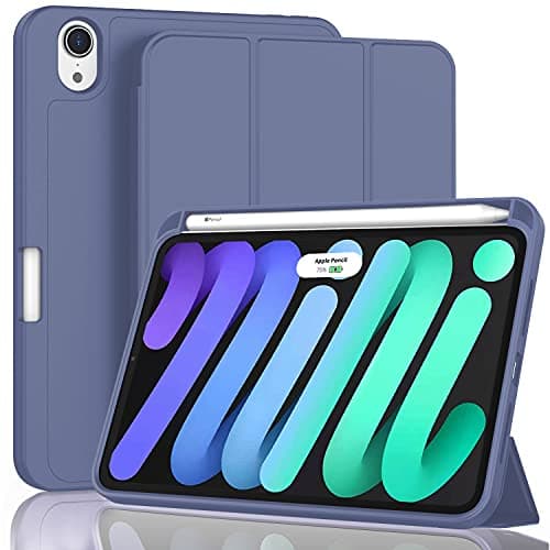 ZryXal for iPad Mini 7 Case A17 Pro 2024/iPad Mini 6 Case 2021 8.3 Inch with Pencil Holder, iPad Mini 7th/6th Generation Case with Soft TPU Back and Auto Sleep/Wake, Lavender - Image 1