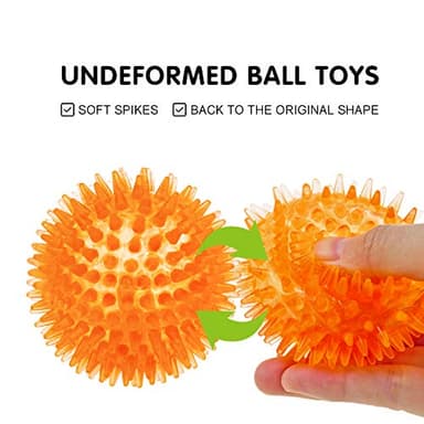 SHARLOVY Squeaky Balls for Pet Small Puppy, TPR Fetch Spike Balls for Dogs, Rubber 6 Pack Bright Colors Chew Teething Dog Toys - Image 4