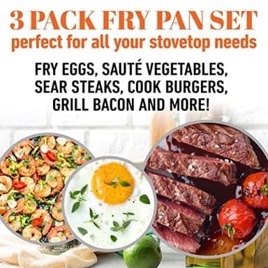Gotham Steel PRO 3 Pc Hard Anodized Ceramic Frying Pans Set, 8” 10” 12” Nonstick Frying Pans Skillet with Non Toxic Ceramic & Titanium Coating, Induction Ready, Oven and Dishwasher Safe - Copper - Image 6
