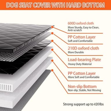 Chilino Back Seat Extender for Dogs - Large Space, Waterproof Dog Car Seat Cover for Back Seat with Hard Bottom Holds 420lbs, Upgraded Material Waterproof Pet Car Bed Dog Hammock for Car, SUV,Truck - Image 6