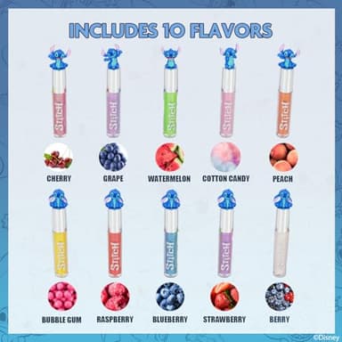 Disney Stitch 10 Piece Plant Based Lip Gloss, Girls Party Favors, First Makeup Set for Girl, Perfect for Parties, Sleepovers, and Birthday Gifts, Ages 3+, by Townley Girl - Image 2