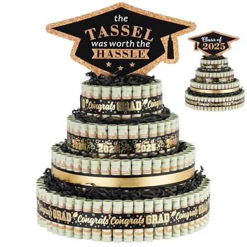 2025 Graduation Gifts for Her/Him- 4 Tier Graduation Cake Filled with Cash Money, Graduation Decorations Class of 2025 Graduation Centerpieces 2025, Money Gift Ideas for Boys Girls High School College - Image 1