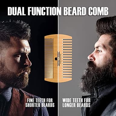 Beard Brush For Men & Beard Comb Set w/Mustache Scissors Grooming Kit, Natural Boar Bristle Brush, Dual Action Wood Comb, And Travel Bag Great For Christmas Gift - Image 3