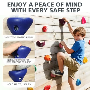 TOPNEW 32 Rock Climbing Holds Multi Size for Kids, Adult Rock Wall Holds Climbing Rock Wall Grips for Indoor and Outdoor Playground Play Set - Includes 2 Inch Mounting Hardware - Image 3