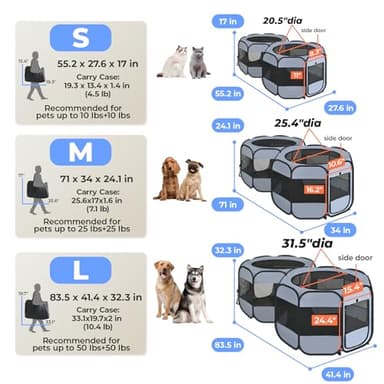 2-in-1 XLarge Pop Up Dog Playpen, Cat Puppy Pet Playpen, Indoor Outdoor Cats Enclosed, Cat Tent Crate Cage Kennel, Portable Playpen for Kitten and Small Animals(No Divider, Unified Space) - Image 4