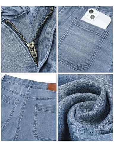 luvamia Wide Leg Jeans for Women Trendy High Waisted Flare Jeans Cropped Denim Pants Stretchy Baggy with Patch Pockets Jeans for Women Trendy Business Casual Clothes for Women Blue Tides Size 10 - Image 6