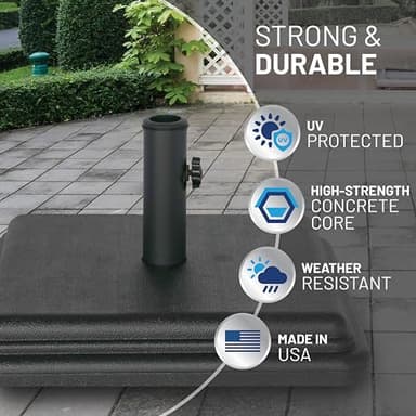 US Weight 40 Pound Umbrella Base - Weighted Umbrella base For Use With Patio Table – Heavy Duty Base- 4” Stem Accommodates 1”-1.5” Pole Sizes - Black - Image 3