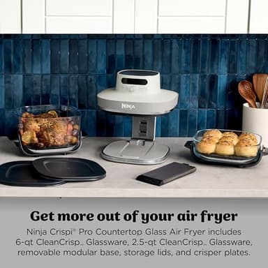 Ninja Crispi Pro 6-in-1 Glass Air Fryer | 450°F, Nontoxic, 6qt & 2.5qt Containers & Lids | Microwave, Freezer, Dishwasher Safe | Max Crisp, Air Fry, Bake, Roast, Recrisp, Dehydrate | Bone | AS101LG - Image 4