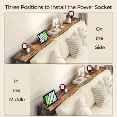 MAHANCRIS 78.7'' Narrow Sofa Table with Charging Station, 2 Pack Skinny Console Table, Long Entryway Hallway Couch Table with Power Outlets, Rustic Brown CTHR151E01S2 - Image 5