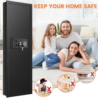 47.3" Tall Fireproof Wall Safes Between the Studs 16" Centers, Large Hidden Flush Wall Safe with 4 Removable Shelf & 6 Key Hooks, 48LB Heavy Duty In Wall Safe for Home, Money, Jewelry, Valuables - Image 9