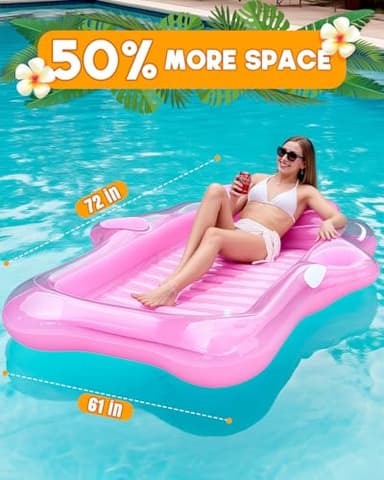 Snowalva Inflatable Tanning Pool Lounger Float, 72" x 61"Pool Floats Adult with Automatic Spray Cooling, 5 in 1 Suntan Tub Raft Floatie, Sunbathing Bed Lounge for Pool Party Yard Tanning Summer Gift - Image 6