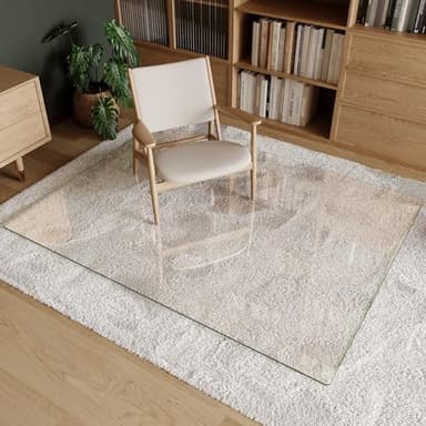 Koonmi Tempered Glass Chair Mat 50"x65" - Premium Office Chair Mat for Hardwood Floors & Low-Pile Carpet with 4 Non-Slip Pads - Thick Scratch-Resistant Surface - Image 4
