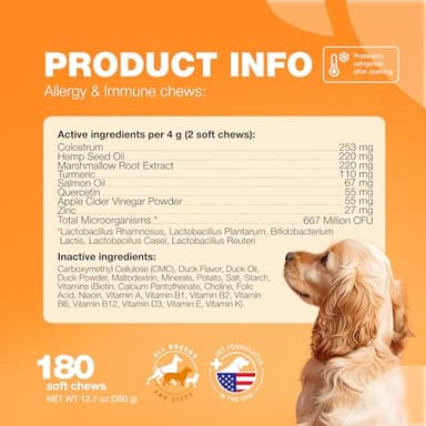 Dog Allergy Support Chewables - Allergy Chews for Skin with Quercetin - Skin & Coat Health - Immune Health Support Treats - Image 2