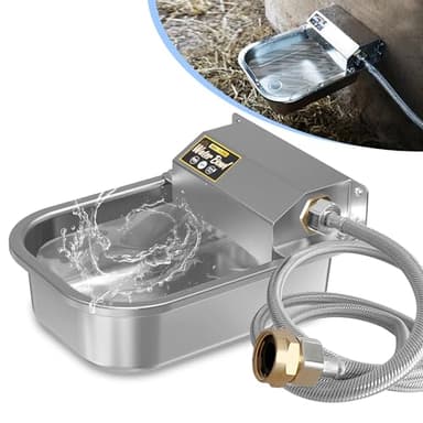 PETIMI Automatic Water Dispenser for Dogs, 101oz Outdoor Dog Water Bowl, 304 Stainless Steel Water Feeder for Small to Large Pets, Large Livestock Waterer, Anti-Tipping, Water Auto-Fill, Easy to Clean - Image 1